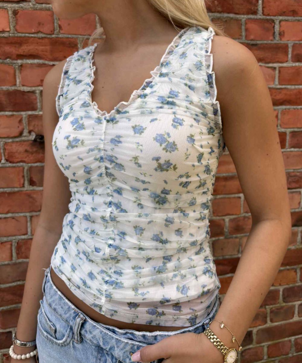 Neo Noir Nicolla Mesh Botanical Topp Lys Blå - Bilde 3