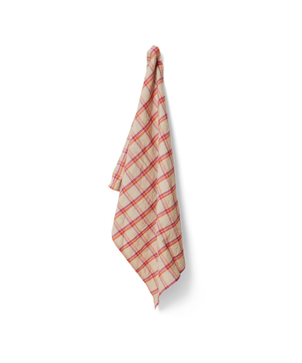 HK Living Vida Check Kjøkkenhåndkle Strawberry Cream - Bilde 2