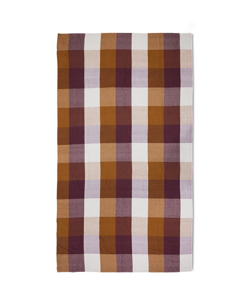 HK Living Vida Check Duk Amber Burgundy 140x220 - Bilde 4