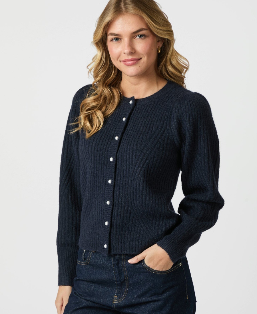 Neo Noir Puli Knit Cardigan Navy