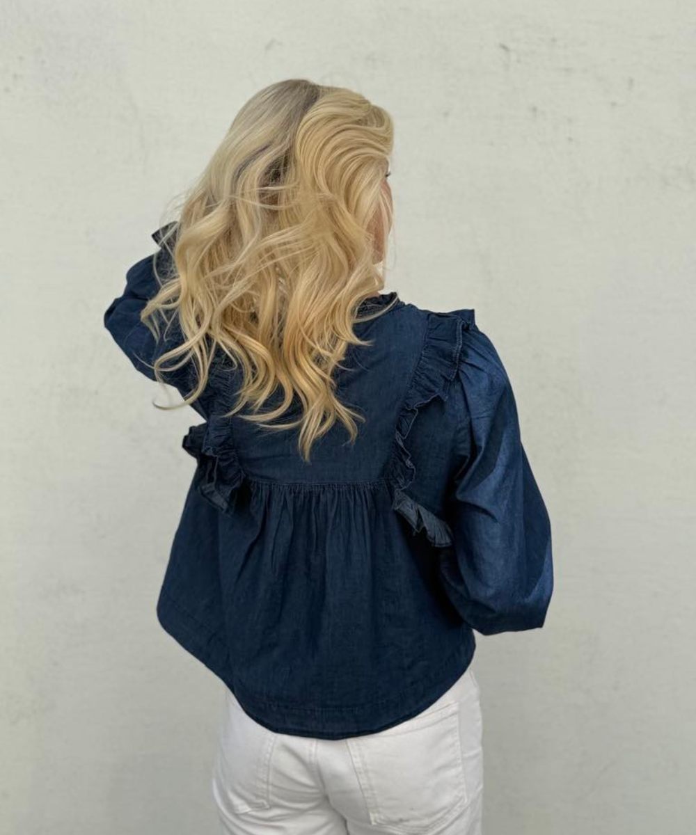 Neo Noir Janis Denim Bluse Blå - Bilde 2