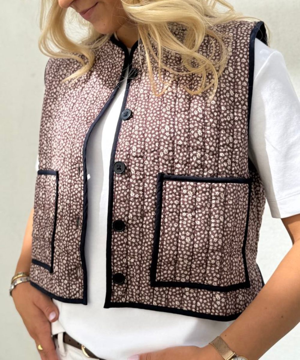 HABIBA Autumn Leaf Quilted Vest Burgunder - Bilde 3