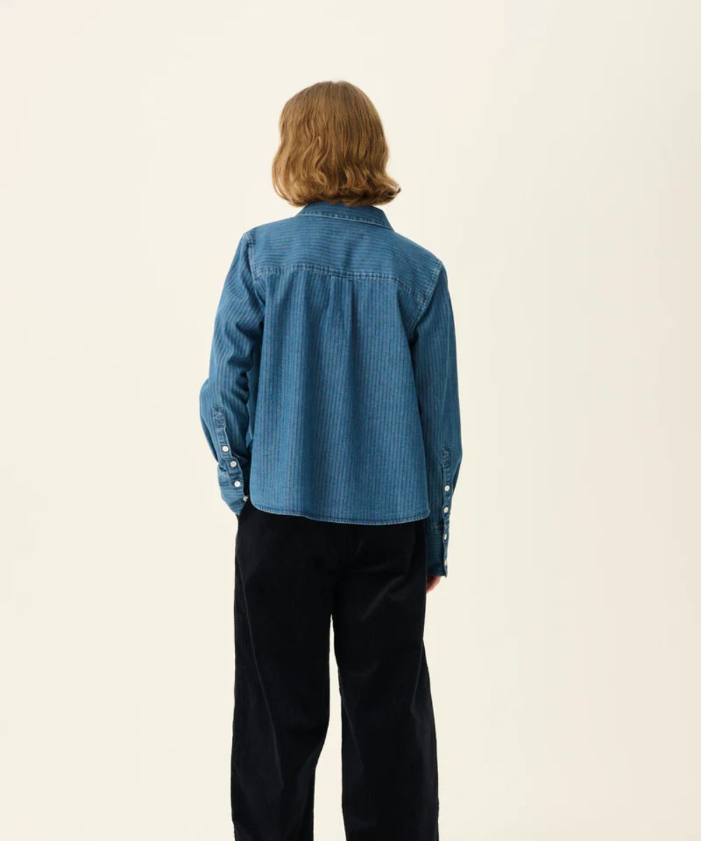 Rue de Tokyo Sylina Striped Denim Skjorte Blå - Bilde 3