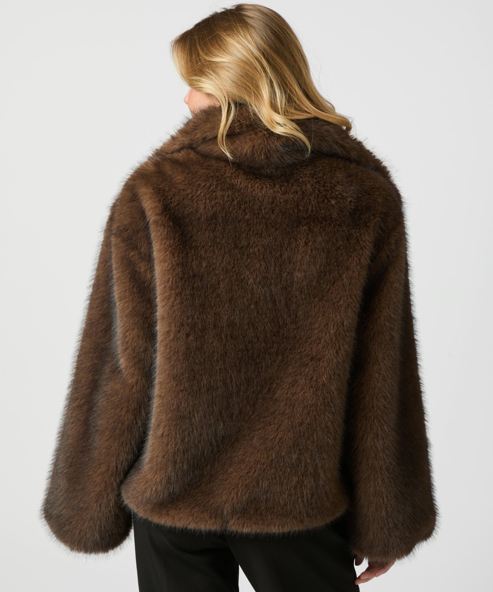 Neo Noir Stephanie Faux Fur Jakke Brun - Bilde 2