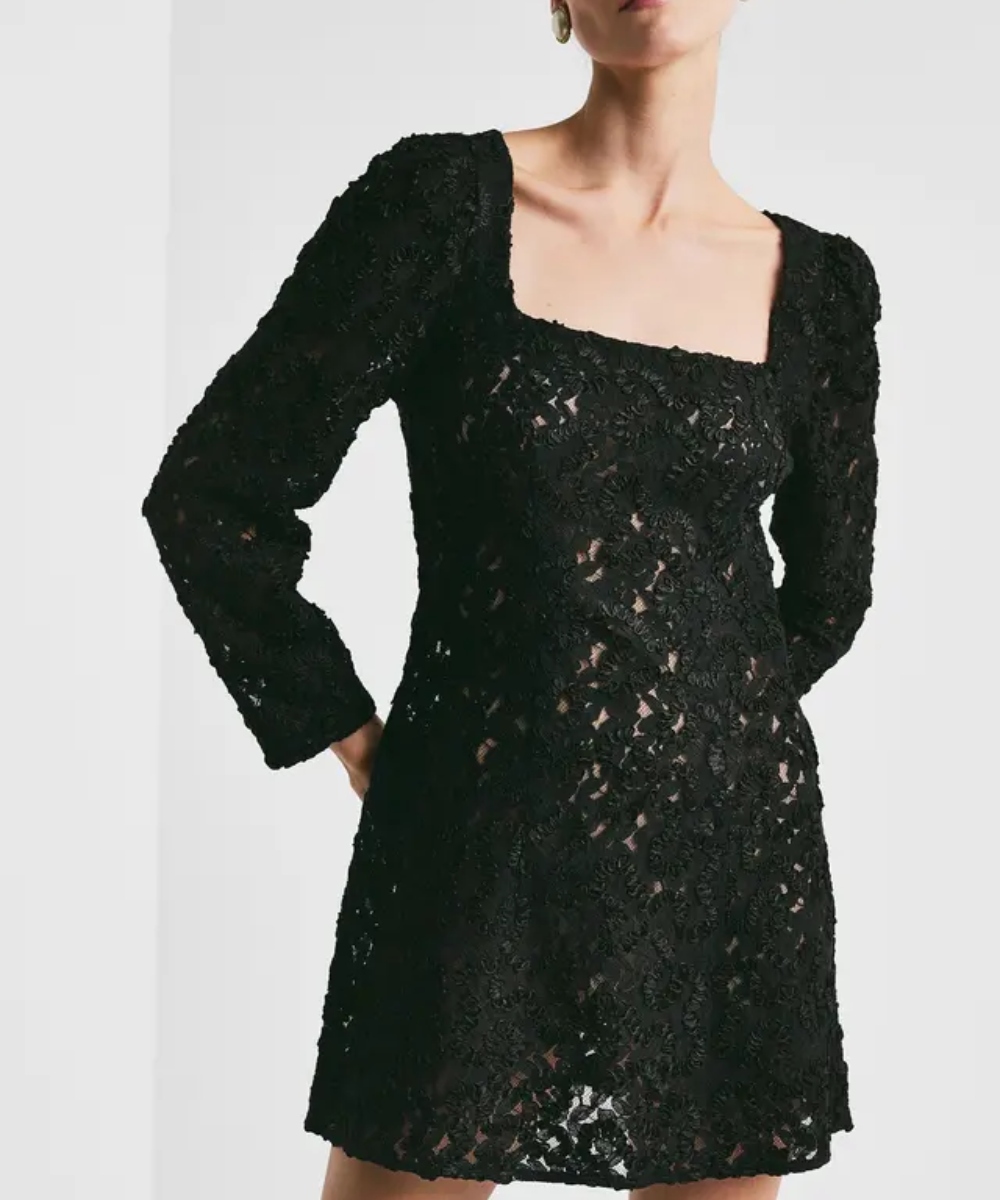 by TiMo Embroidery Lace Mini Kjole Sort - Bilde 4