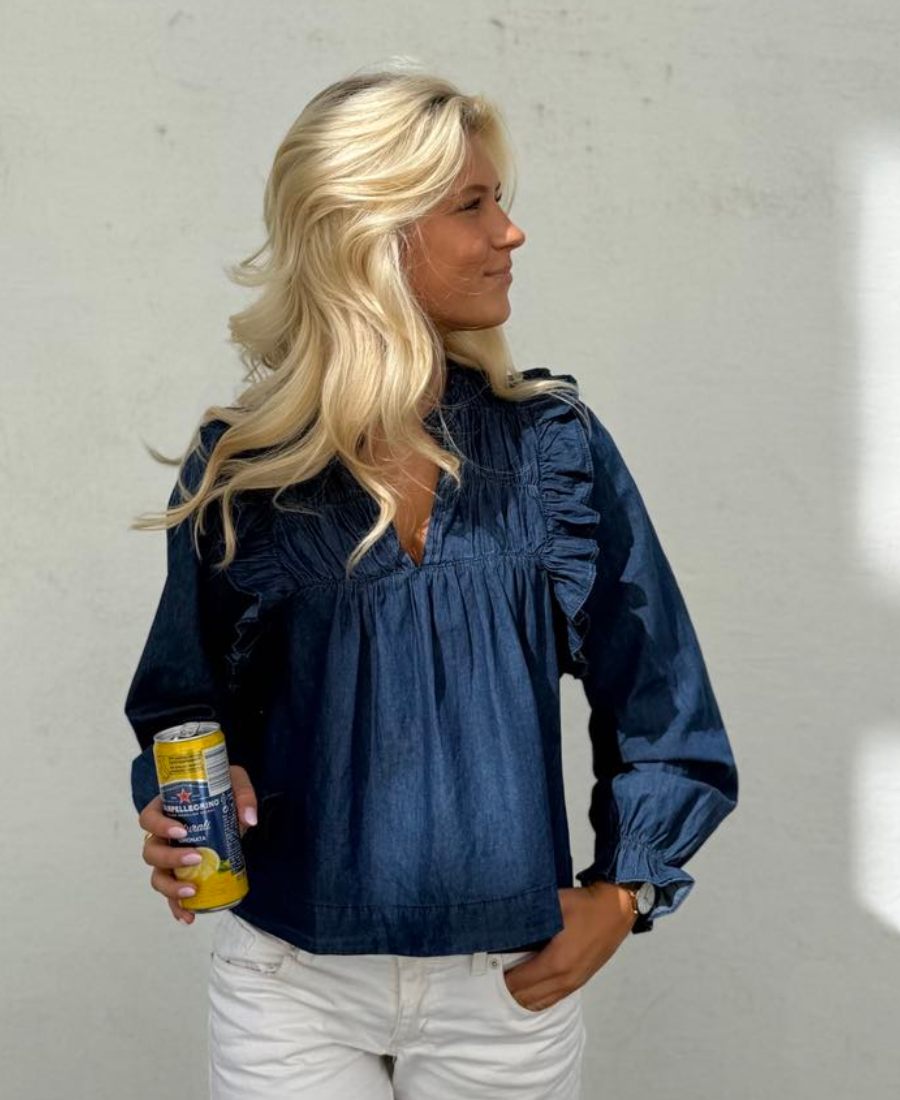 Neo Noir Janis Denim Bluse Blå