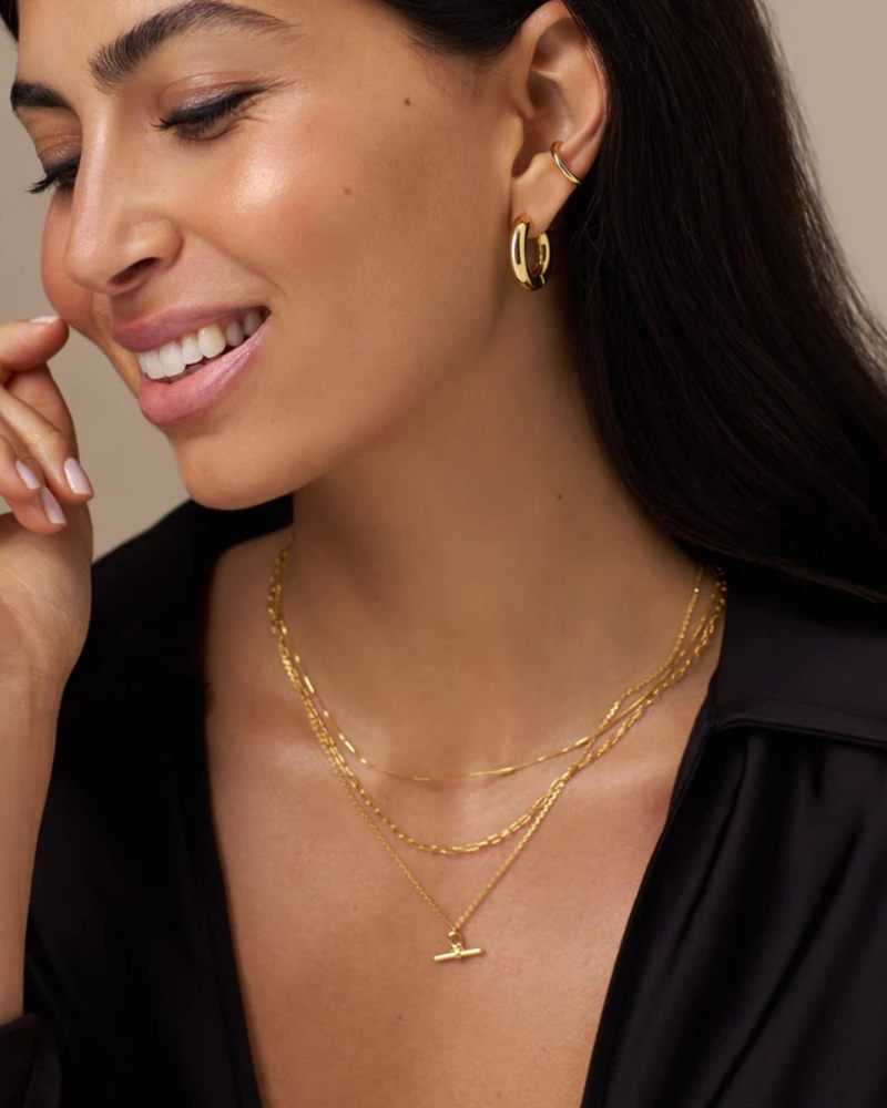 ORELIA Polished Chubby Mid Size Hoops Gull