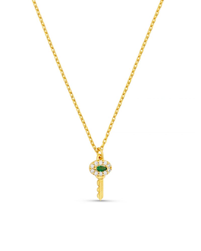 ORELIA Pave Key Charm Halsmykke Gull