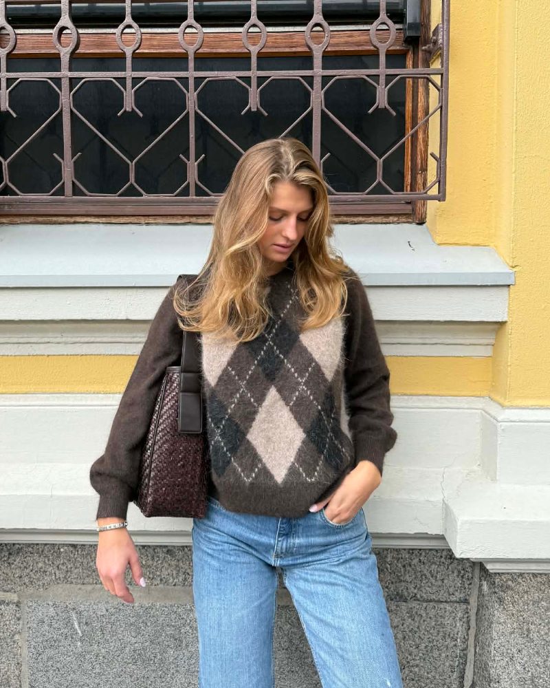 Ane Mone Argyle Genser Brun