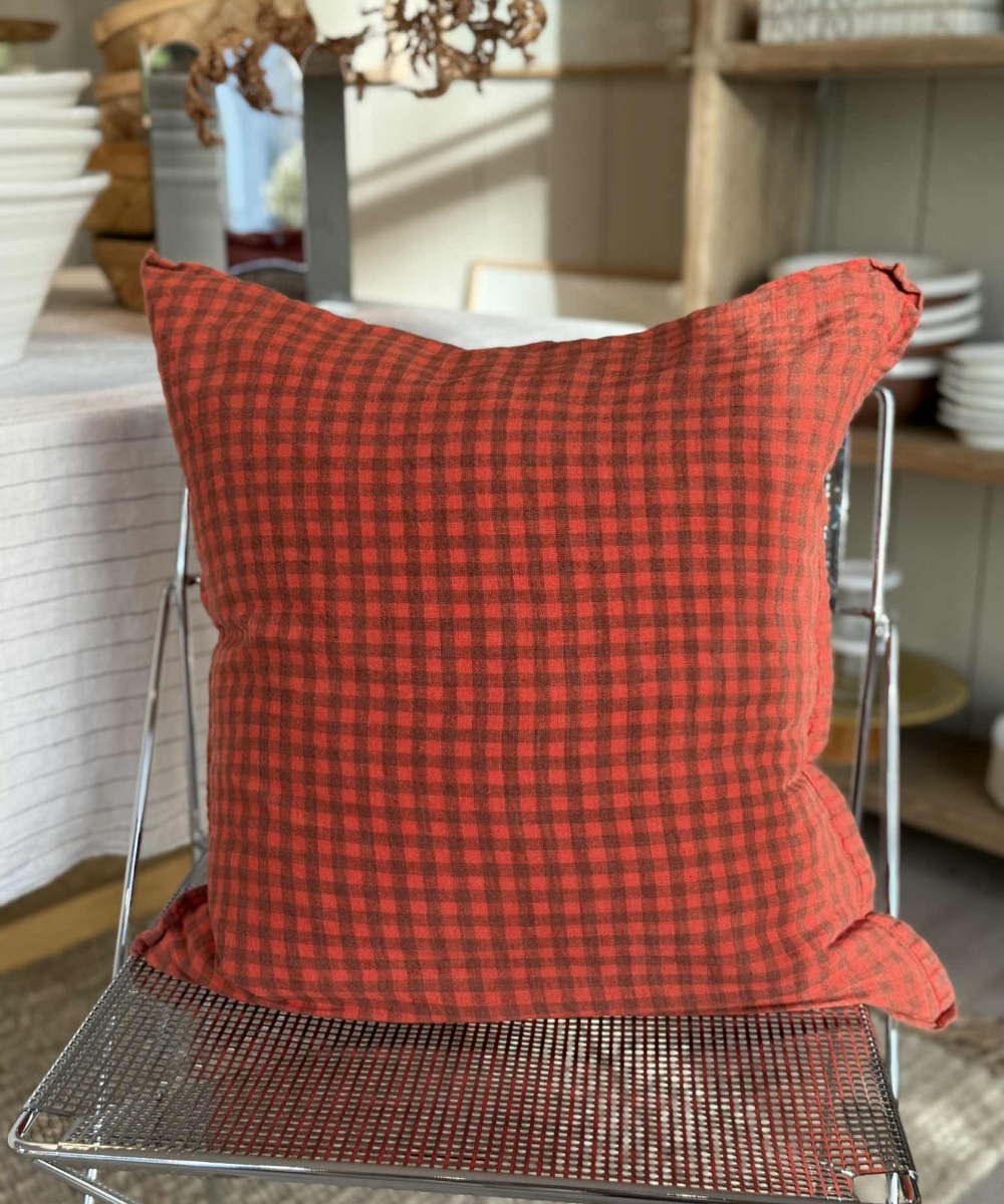 Linge Particulier Pute Red Navy Gingham 50x50
