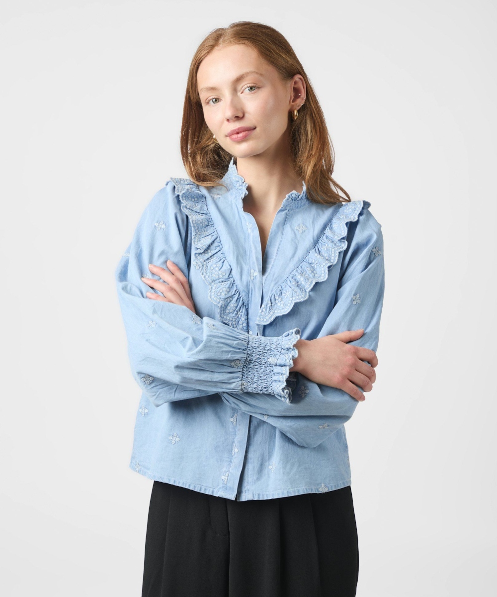 Neo Noir Degas Denim Blouse Light Blue