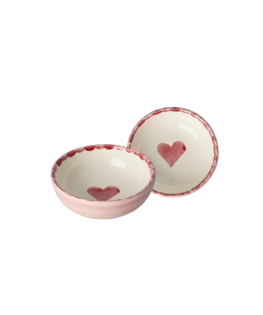 Rice Small Ceramic Dipping Bowl Pink Hand-painted Heart