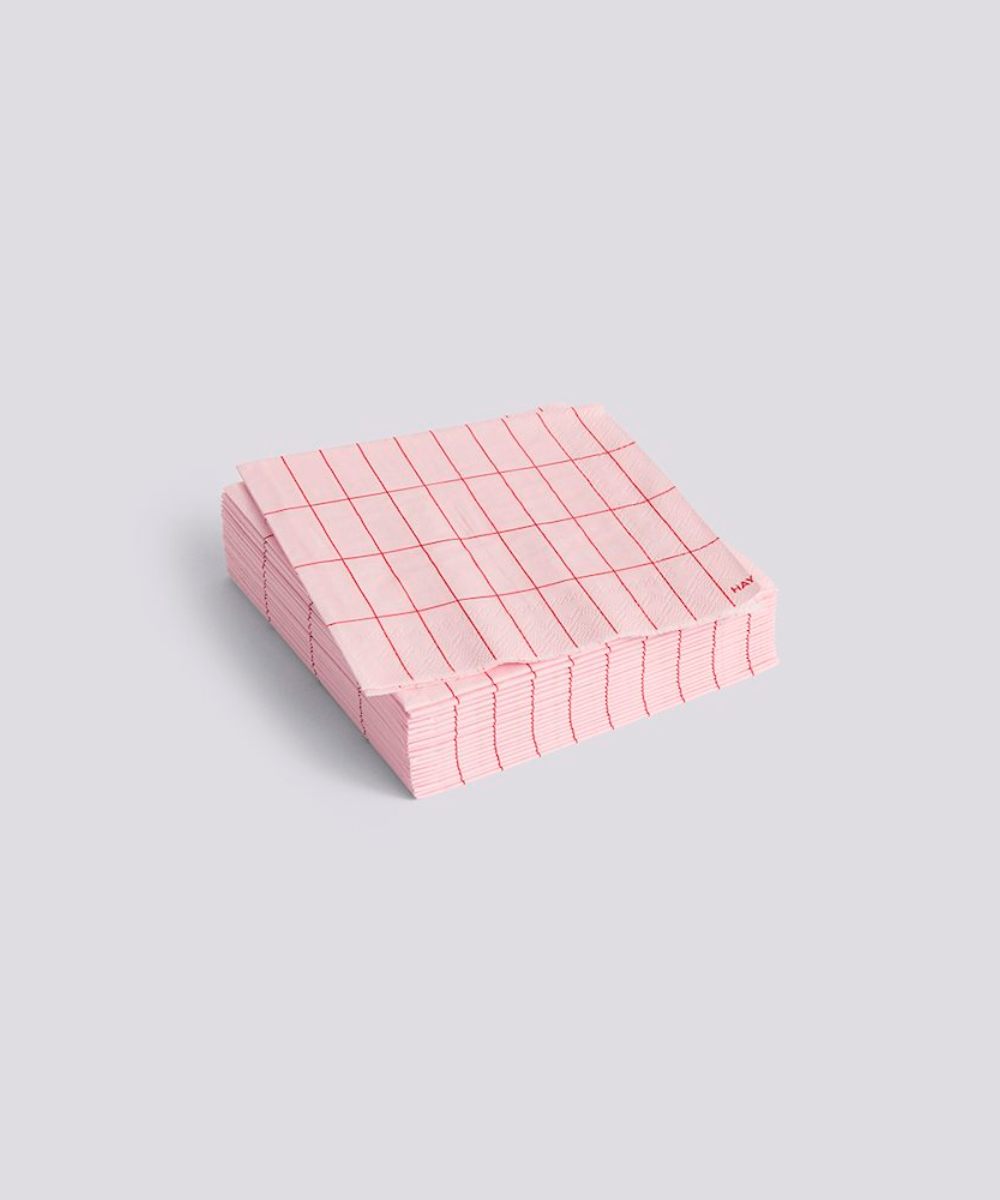 HAY Pattern Servietter Coctail Light Pink & Red Grid