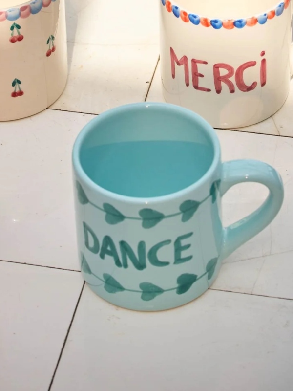 Rice Ceramic Mug Soft Green Hand-painted DANCE