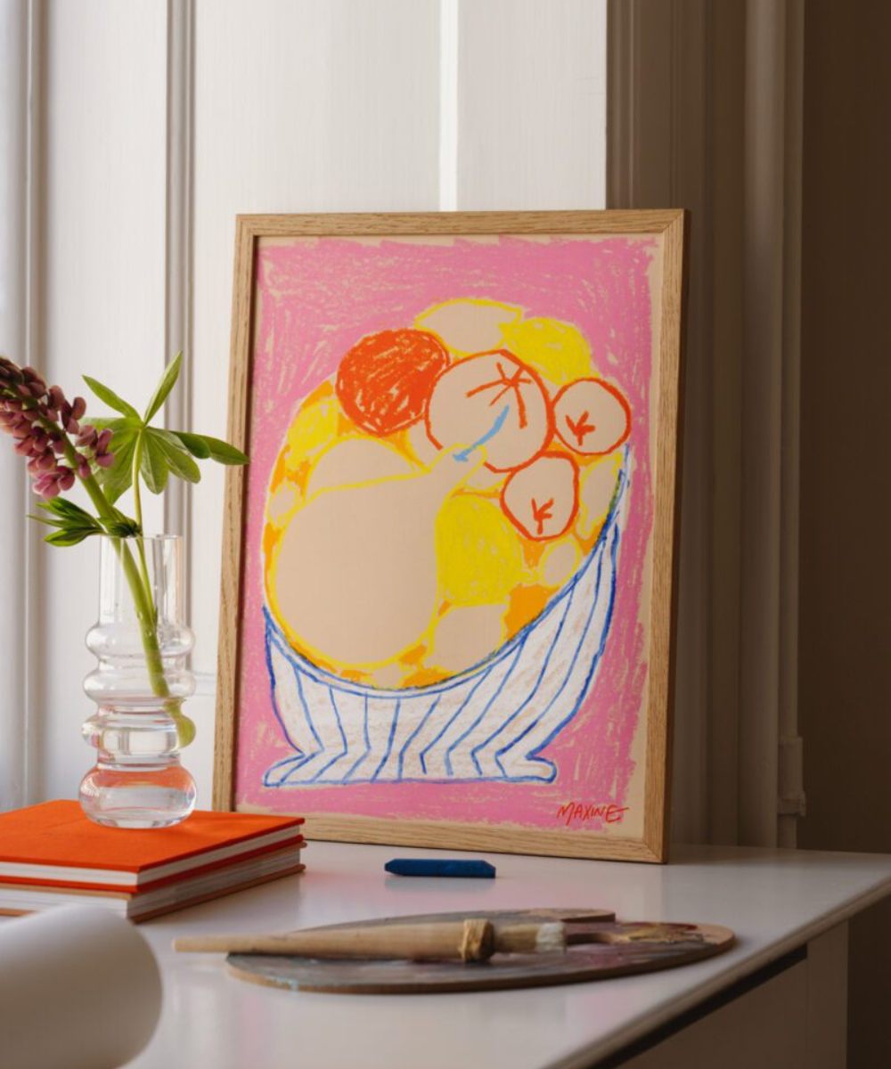 The Poster Club Fruit Bowl On A Pink Table Plakat 50x70