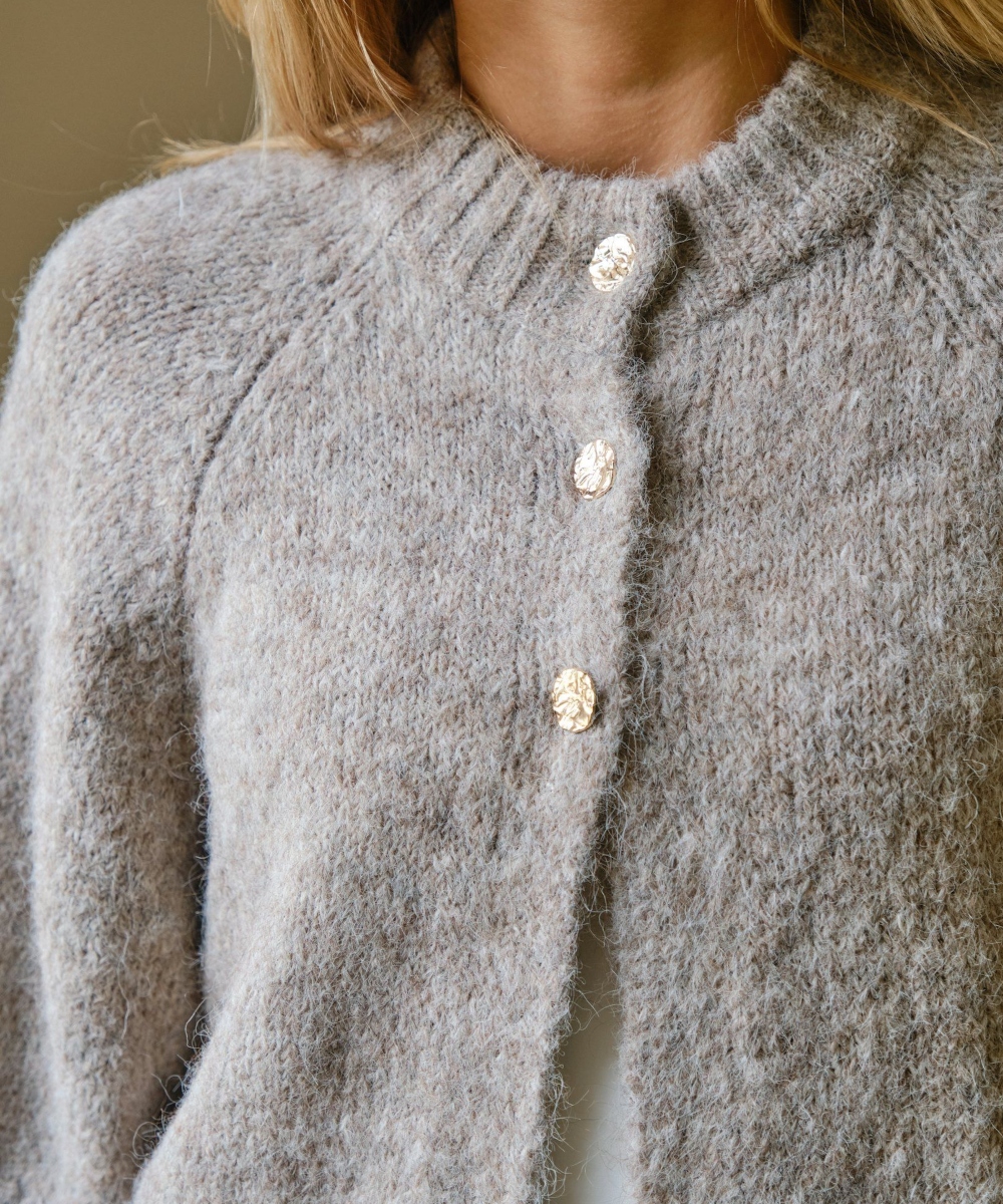 Neo Noir Benuta Fluffy Knit Cardigan Beige Melange - Bilde 2