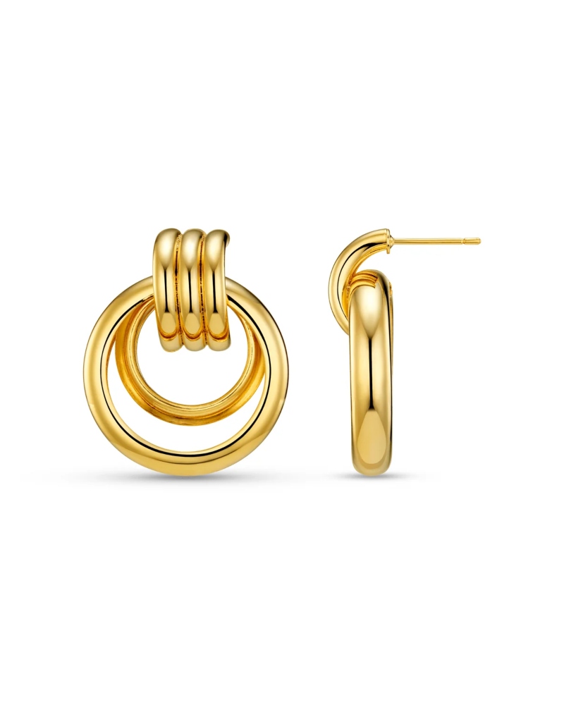 ORELIA Statement Open Interlocking Hoop Øredobber Gull