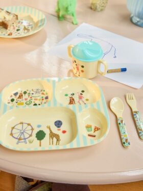 rice Baby Dinner set Gift Box Fun Fair Print Mint