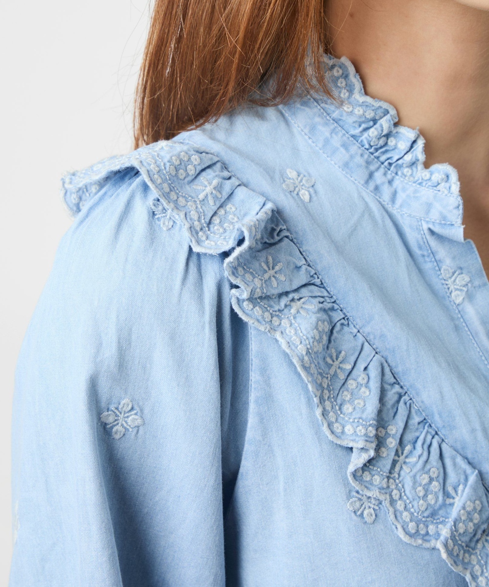Neo Noir Degas Denim Blouse Light Blue - Bilde 2