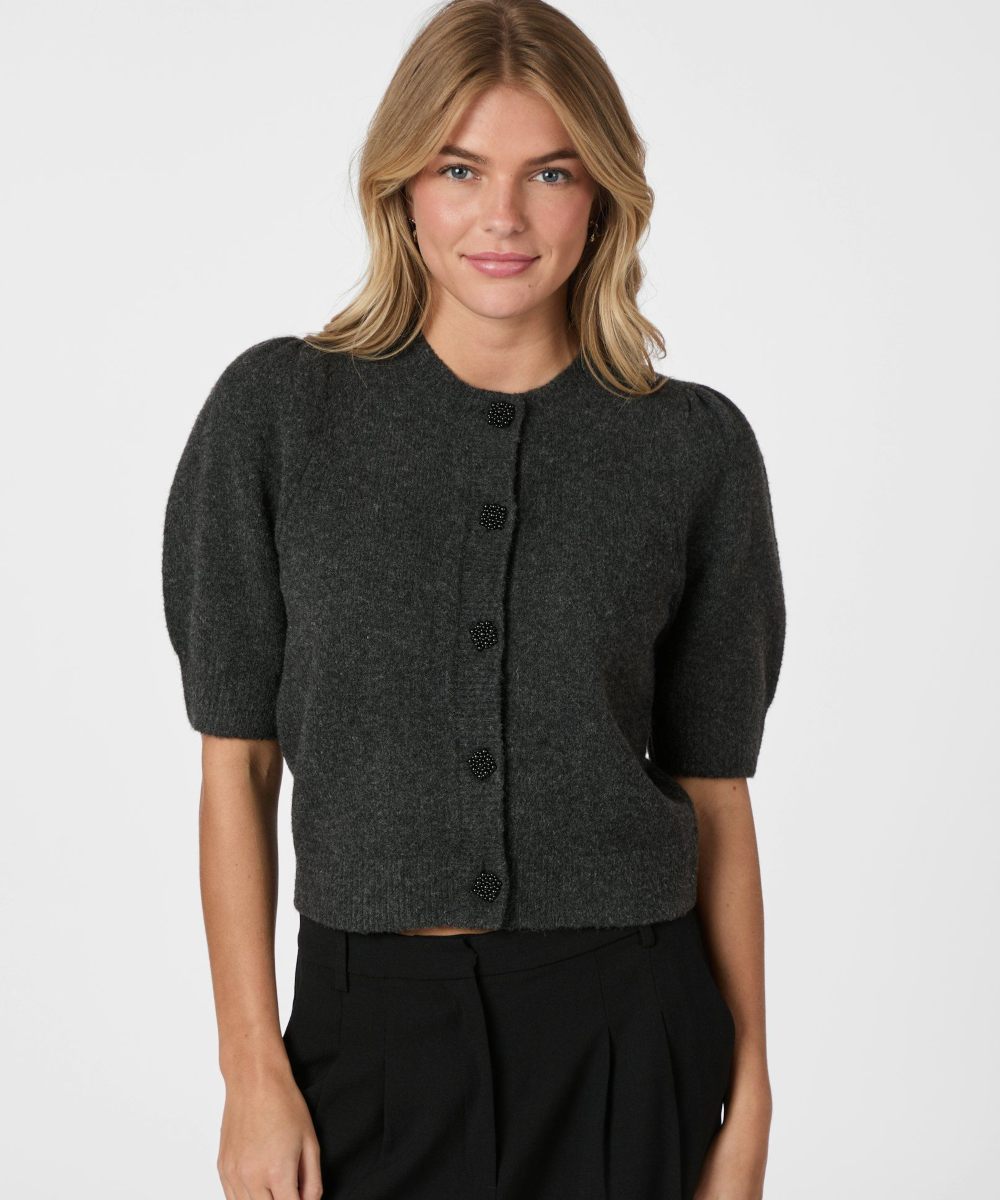 Neo Noir Trudy Deco Knit Cardigan Antracit - Bilde 2