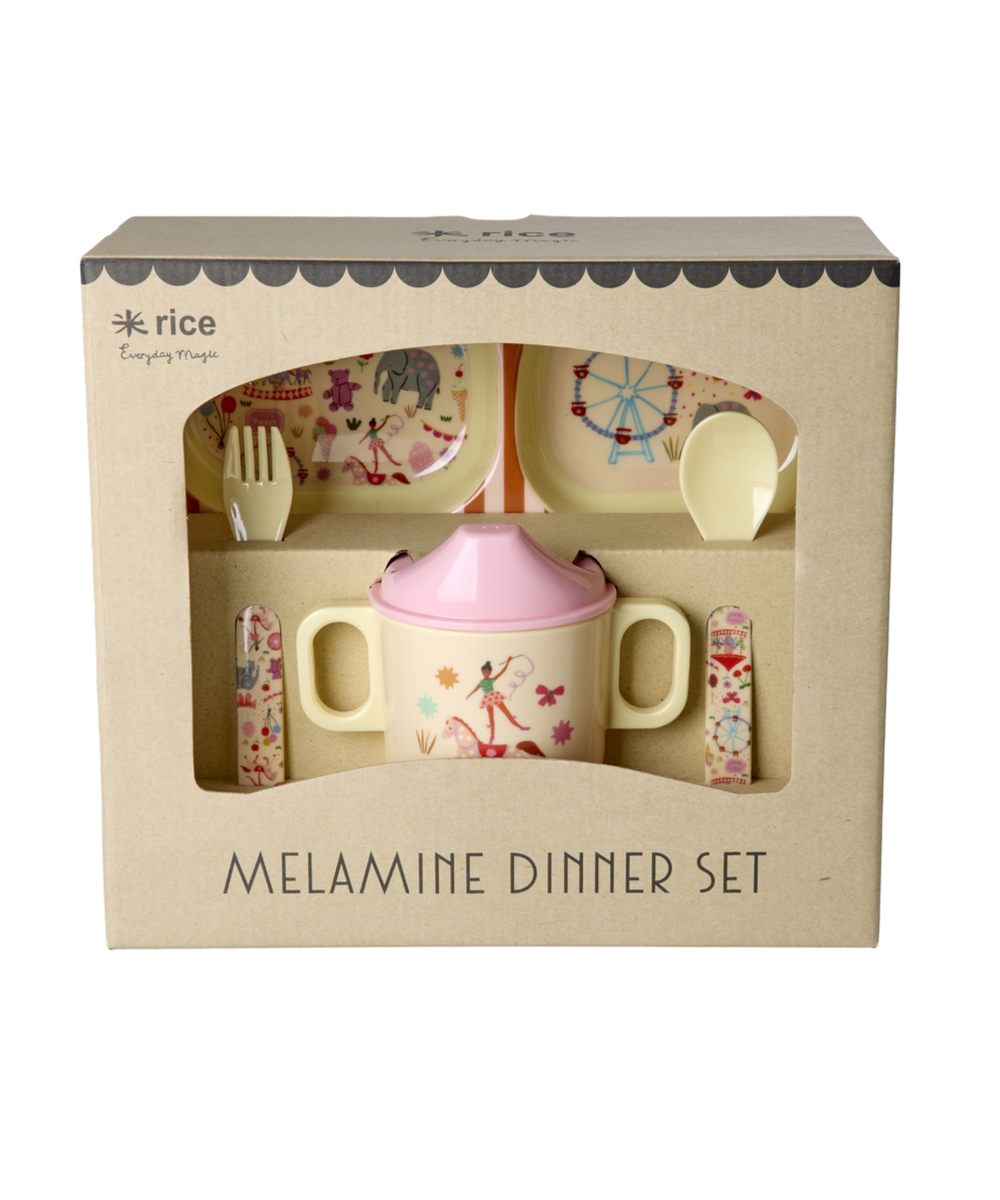 rice Baby Dinner set Gift Box Fun Fair Print Rosa - Bilde 2