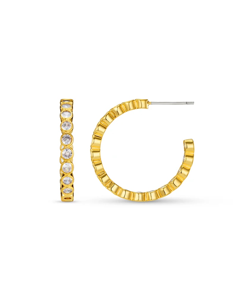 ORELIA Crystal Tennis Mid Size Hoops Øreringer - Bilde 2