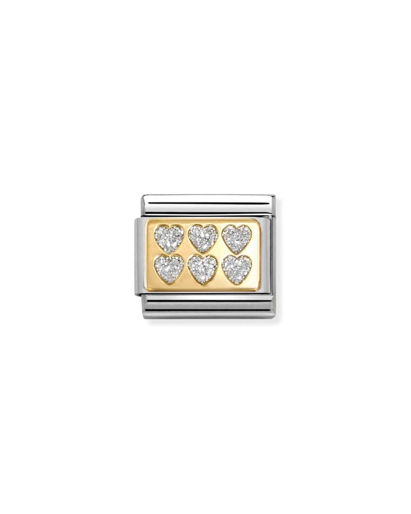 NOMINATION Hjerter Glitter Stener Hvit