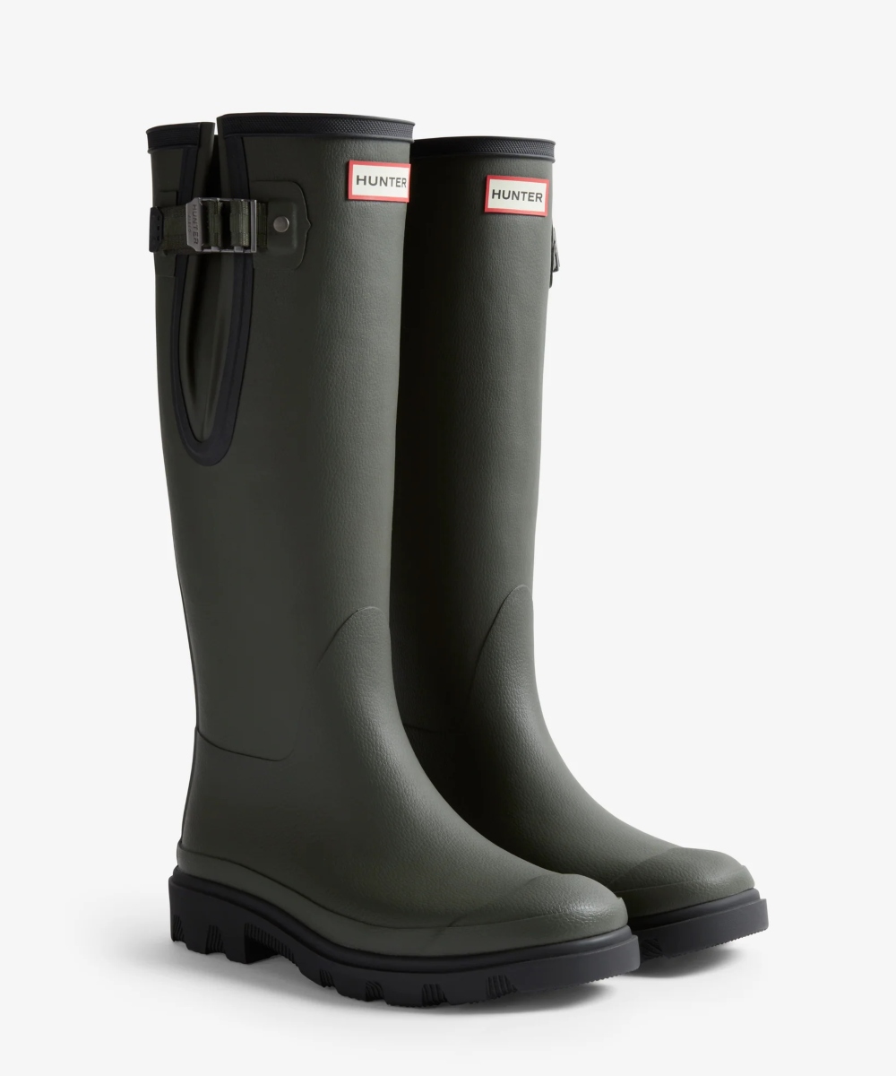HUNTER Unisex Downpour Adjustable Boots Dark Olive Black
