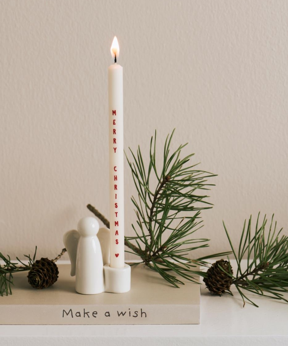 Ib Laursen Juletre Lys Merry Christmas Offwhite