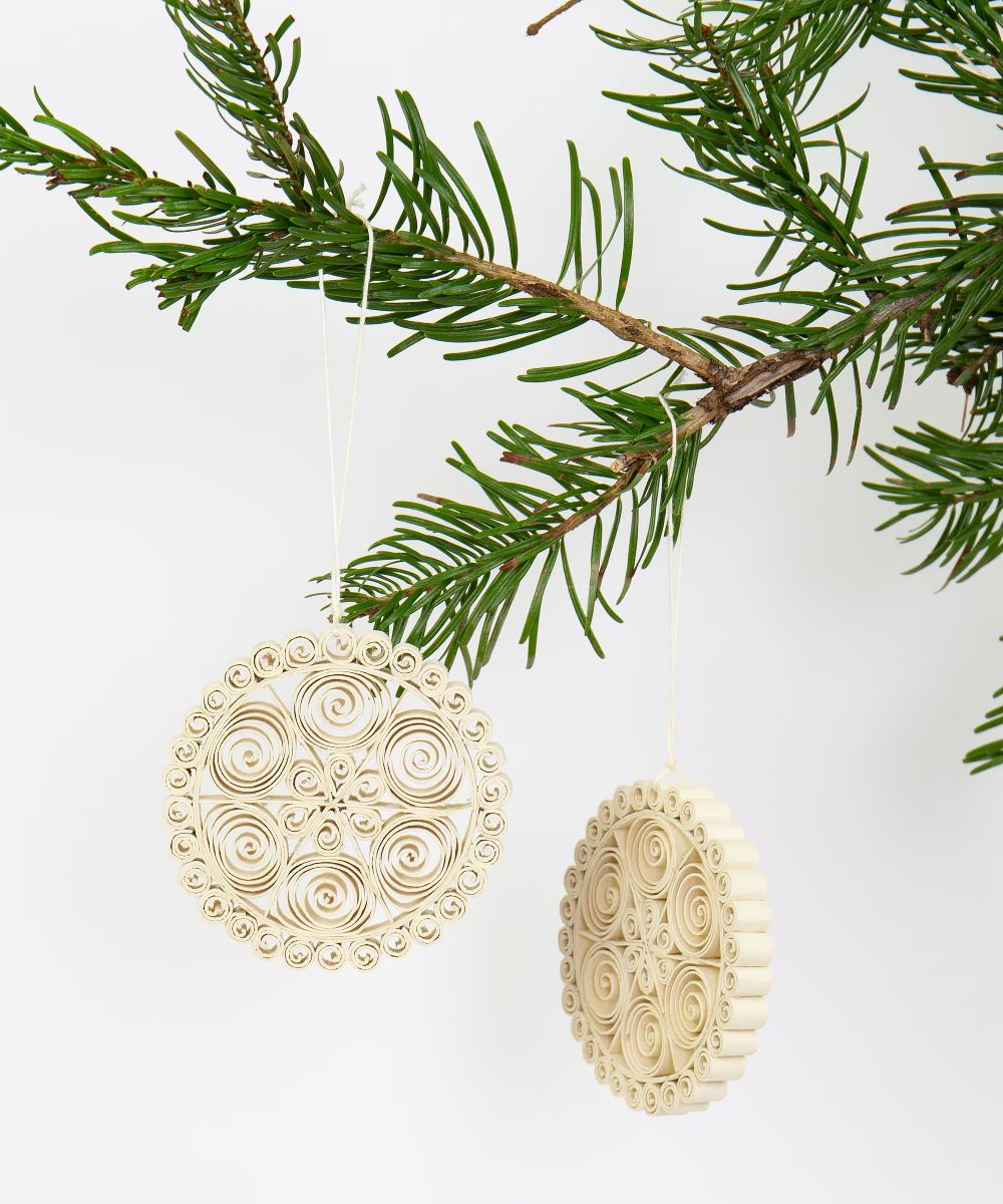 Afroart Quilled Ball Ornamenter 2-pack Offwhite