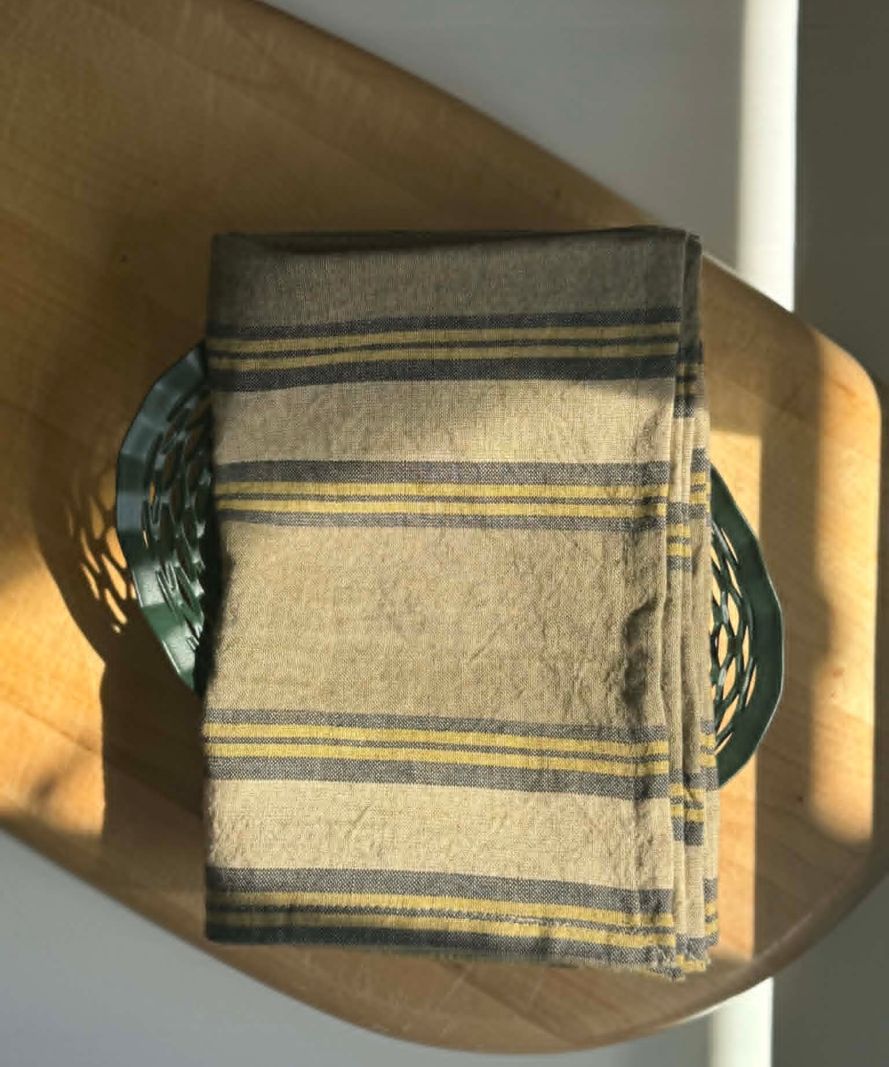 HK Living Vida Stripe Kjøkkenhåndkle Oliven 50x70