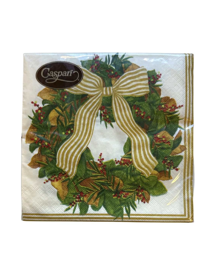 Caspari Juleservietter Lunsj Magnolia Wreath