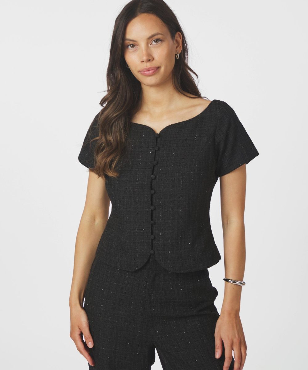 Neo Noir Tango Boucle Topp Svart