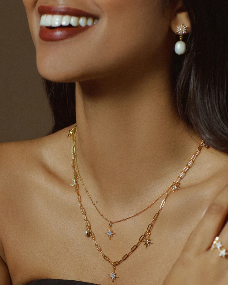 ORELIA Celestial Multi Charm Rope Halssmykke