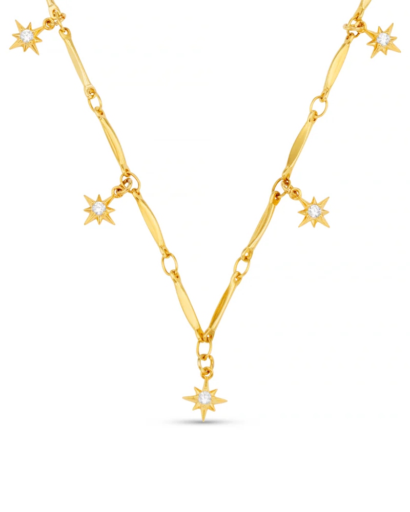 ORELIA Crystal Starburst Multi Charm Drop Halssmykke