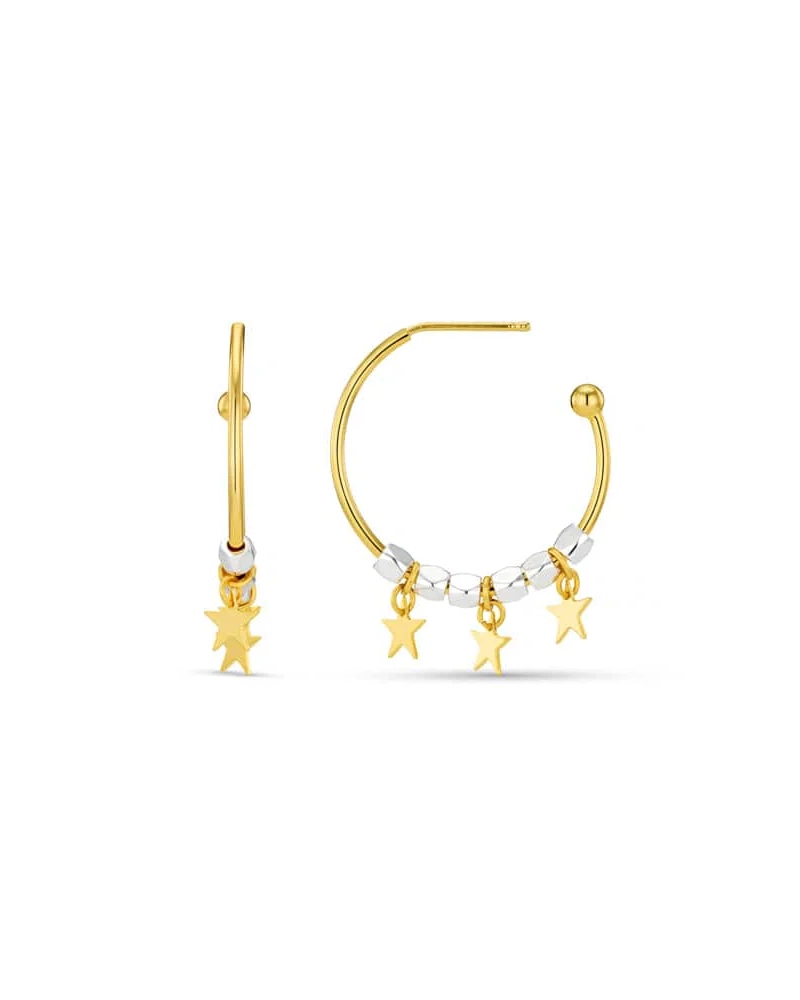 ORELIA Mixed Plate Bead & Star Hoop Øreringer