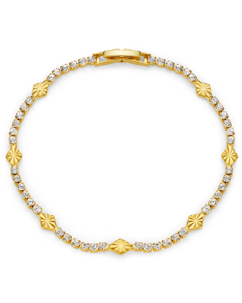 ORELIA Cupchain & Etched Detail Tennis Armbånd