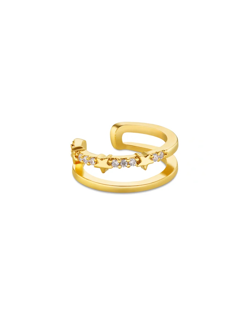 ORELIA Pave Star Stationed 2- Row Ear Cuff