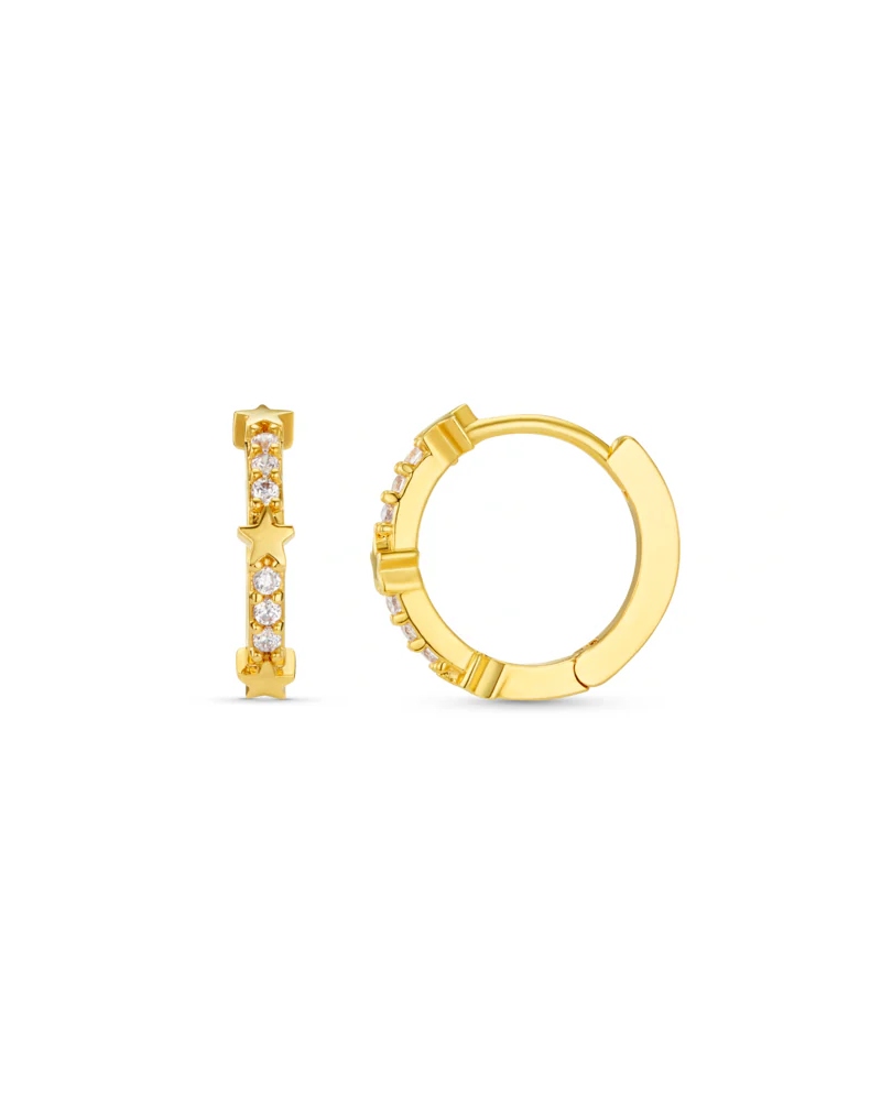 ORELIA Fine Pave & Star Stationed Huggie Hoops