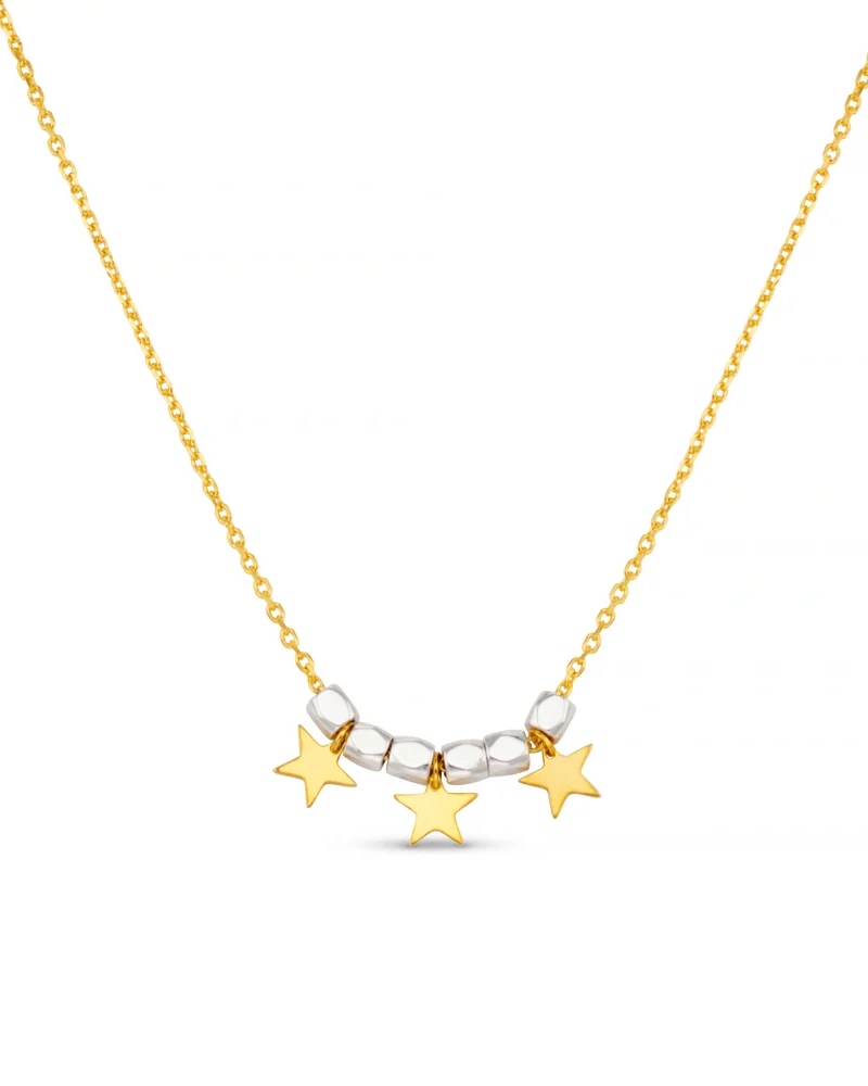 ORELIA Mixed Plate Bead & Star Charm Halssmykke