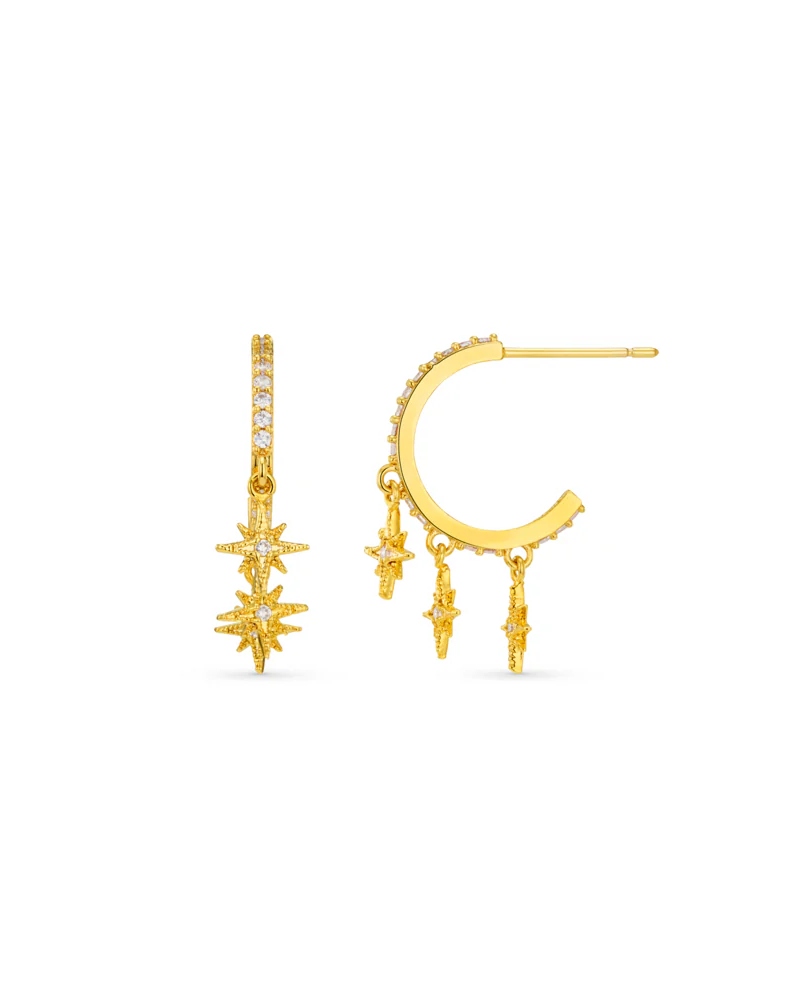 ORELIA Pave Starburst Shaker Hoop Øreringer