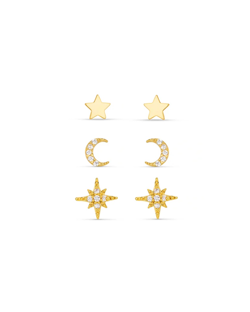ORELIA Celestial Pave Stud Pack Gift Box Øredobber