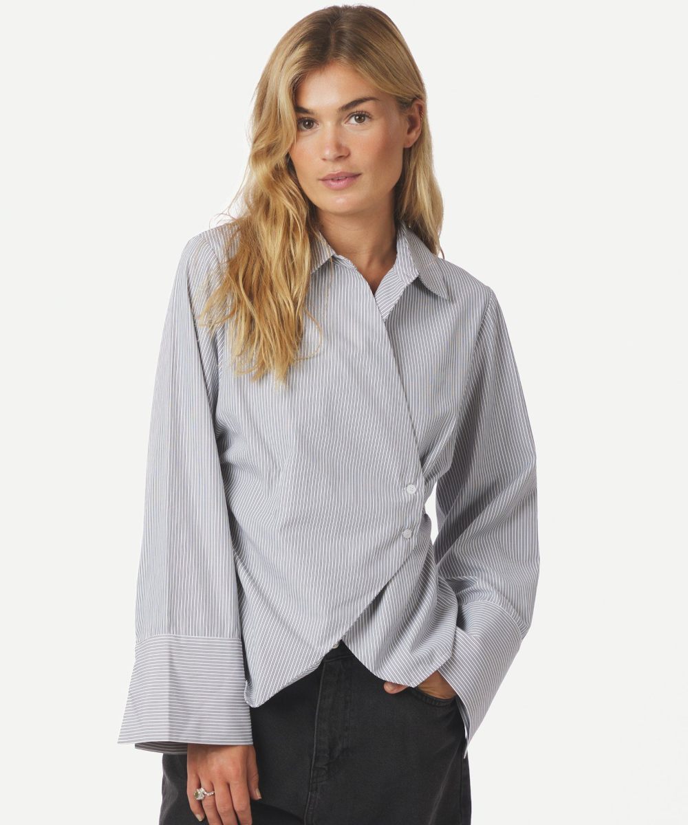 Neo Noir Fenli Striped Skjorte Grey