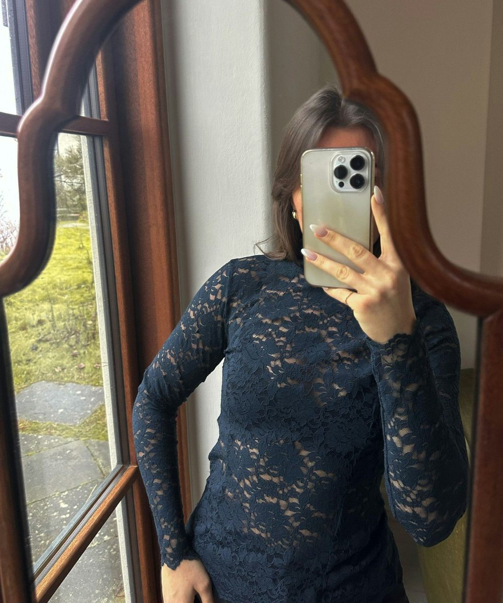 Neo Noir Liza Laceflower Bluse Navy