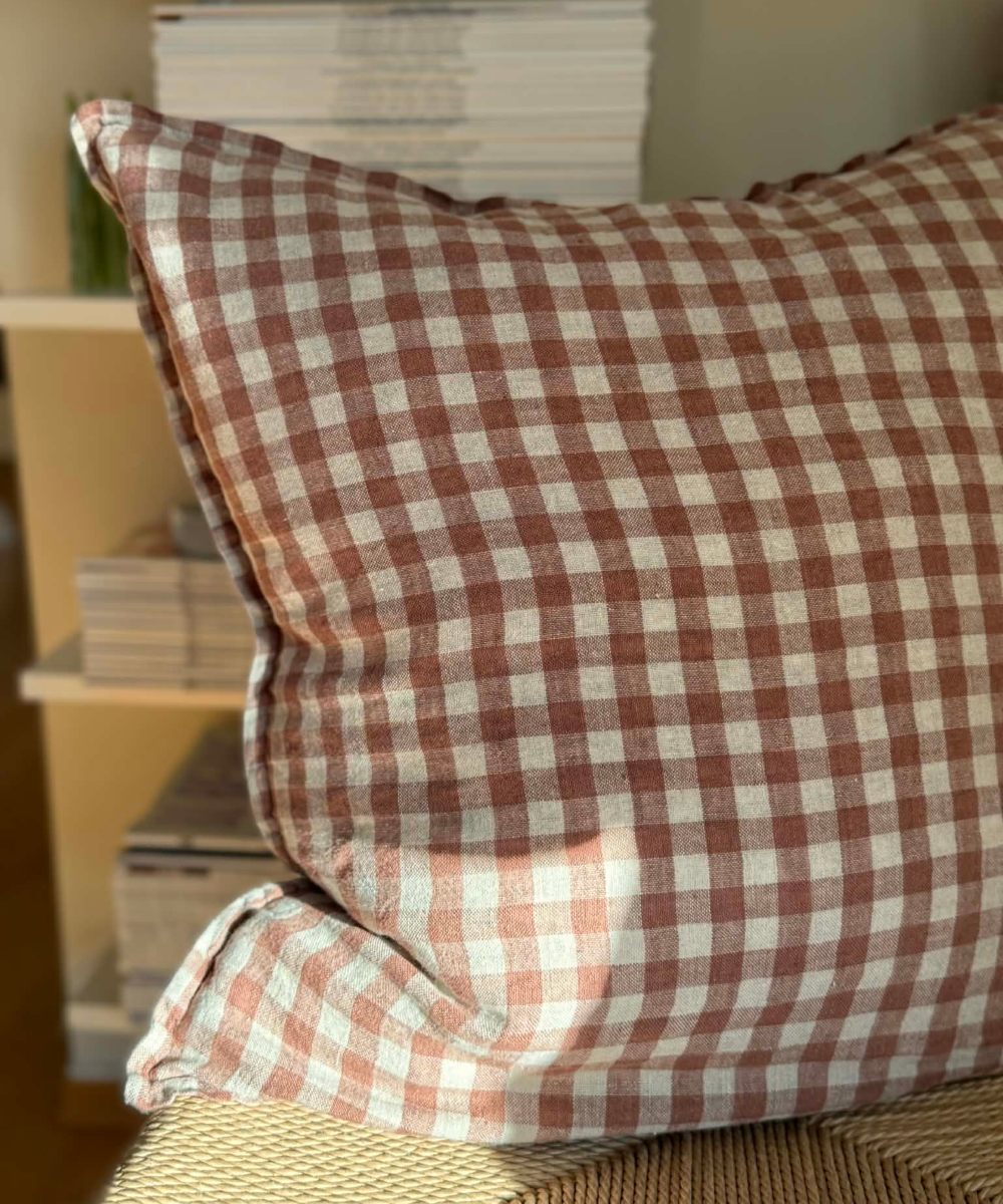 Linge Particulier Putetrekk Lin Cappuccino Gingham 50x50