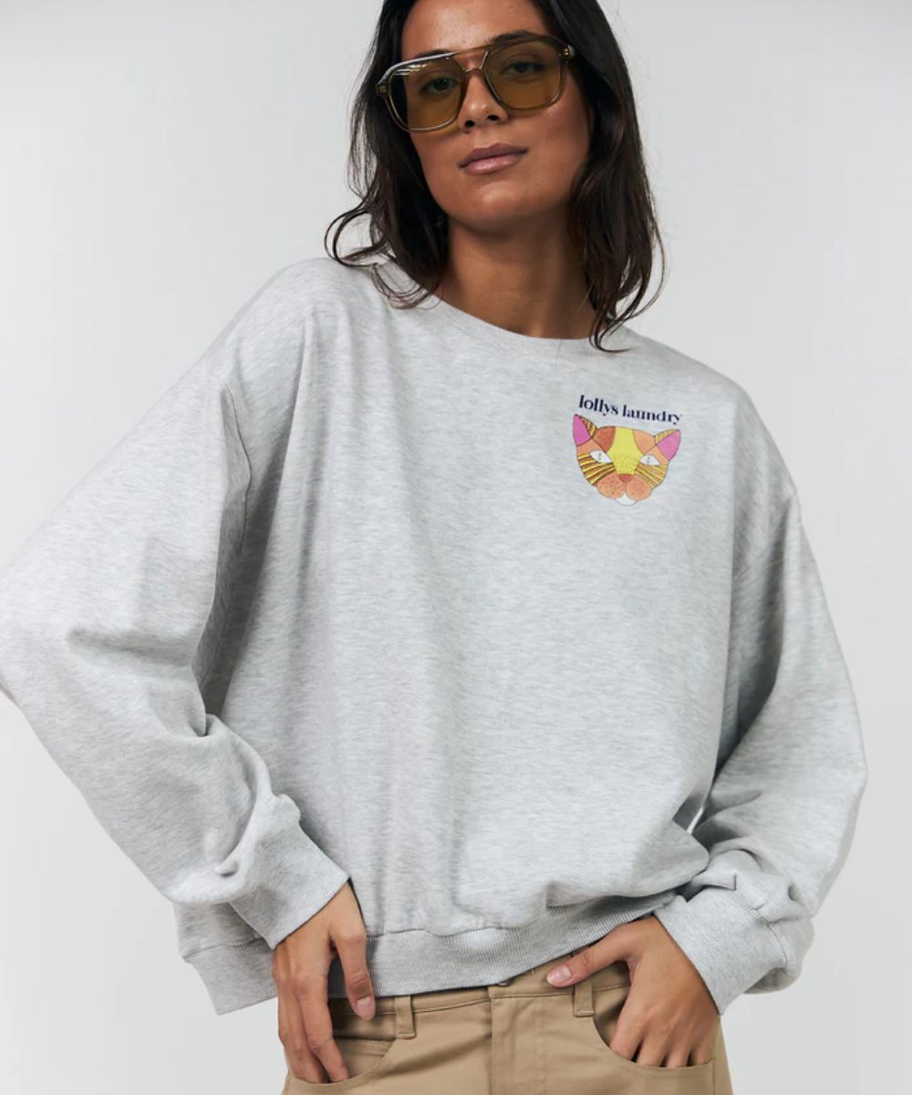 Lollys Laundry Sydney Cat Genser Grey Melange