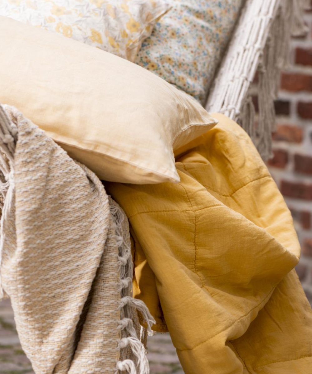 Ib Laursen Quilted Pledd Lemon 130x180