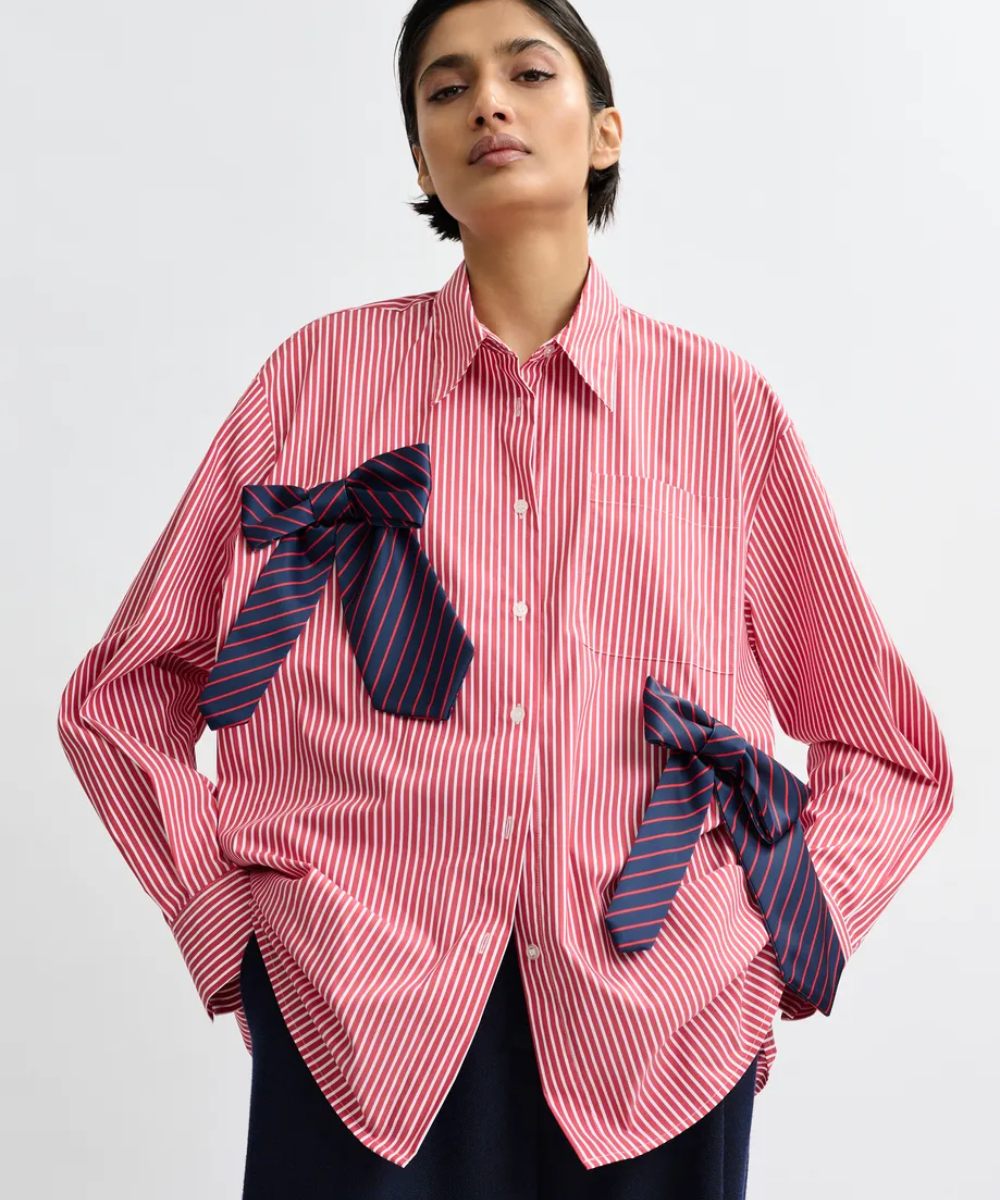 Essentiel Antwerp Jiwi Bow Stripe Skjorte Rød