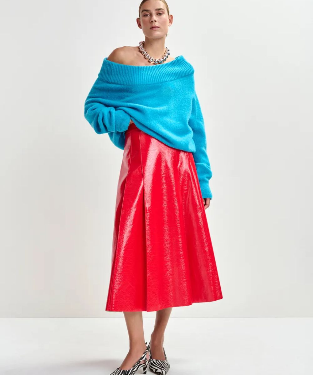 Essentiel Antwerp Jib Faux Leather Skjørt Rød