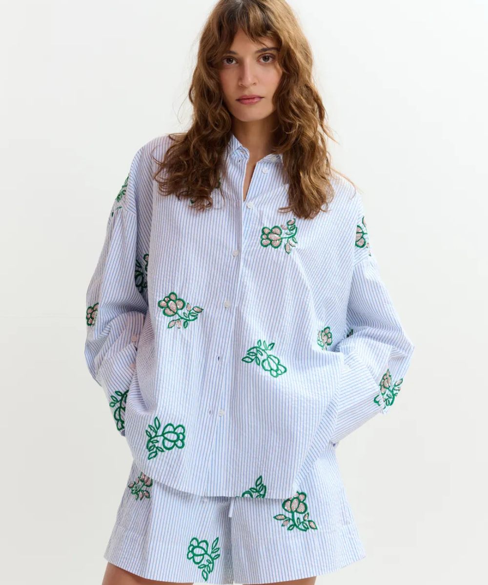 Essentiel Antwerp Jalinki Embroidered Skjorte Striper